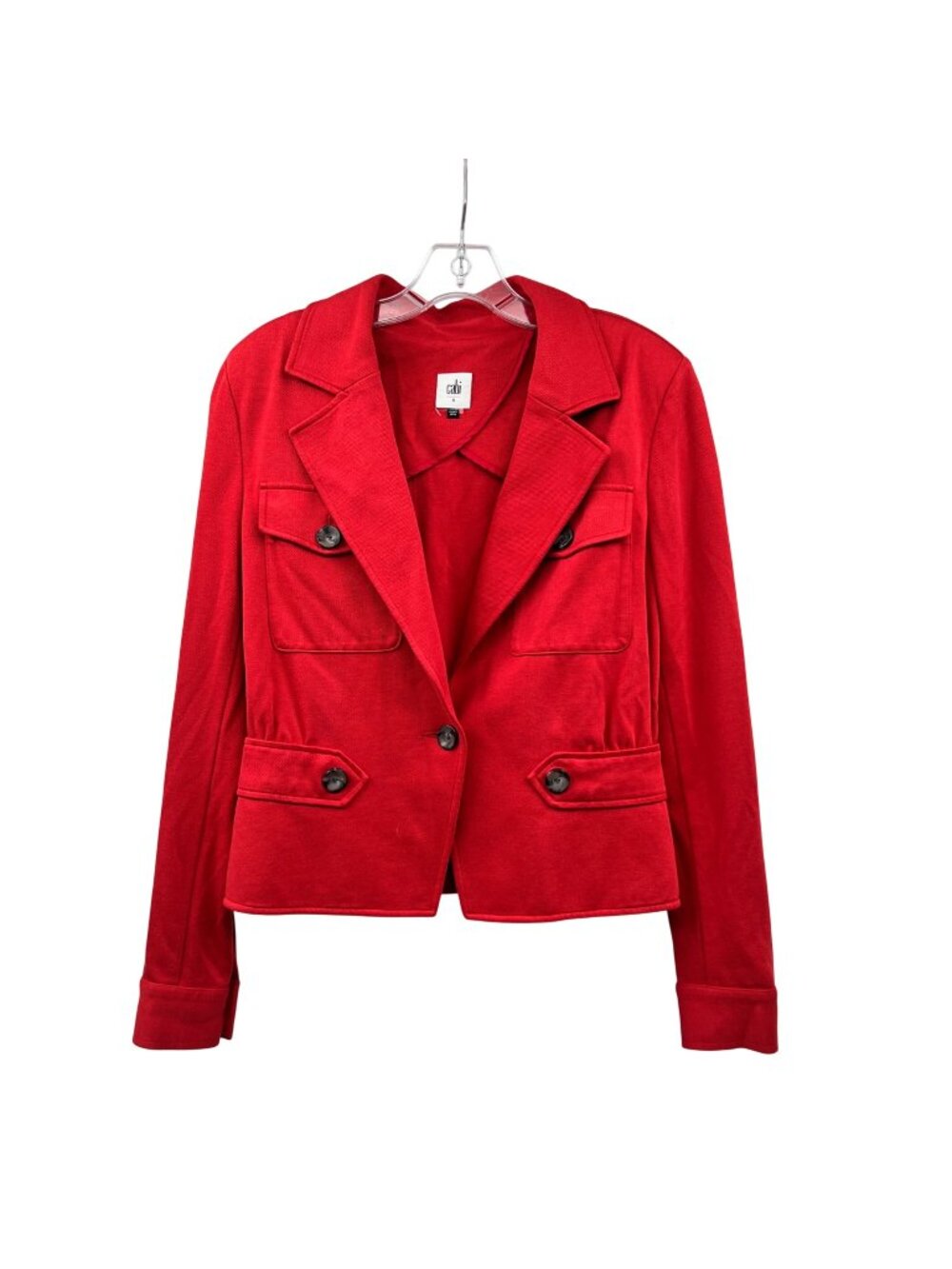 Cabi Womens Blazer Jacket Button Up Orange Red Size 6 Pockets